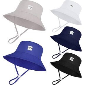 5 Pack Baby Sun Hat Adjustable Smile Bucket Hat Sun Protective Cap for Toddler Baby Boys Girls in Kuwait