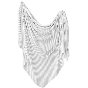 Copper Pearl Large Premium Knit Baby Swaddle Receiving Blanket Grey and White Everest in Saudi Arabia