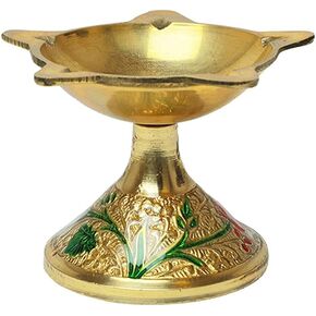 Diya Aarti Diya Deepak Punchmukhi Pooja Diya Puja Item دينية النحاس النفط مصباح بوجا ضروري للديكور المنزل المنزل بوجا كيت المنزل المعبد مندر ديوالي ديكور (5 سم) in Saudi Arabia