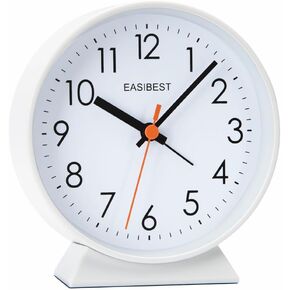 EASIBEST No Ticking Silent Alarm Clock,Easy to Read and Use,Ascending Sound,1 AA Battery Operated,Snooze Light,Bedside Desk Clock,White in Saudi Arabia