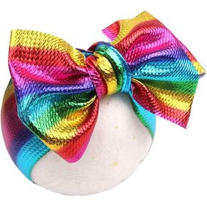 BBTDIN Baby Rainbow Headband Turban With Bow Girls Rainbow Hair Band Bowknot JBC19 (Turban-B) in Saudi Arabia