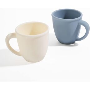 Vemolea 1 Pack 11 Ounce Silicone Training Cups for Baby and Kid, Toddler Learning Cup with Handles, BPA Free, Microwave & Dishwasher (Grayish Blue)