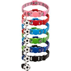 Flymind 6 Pack Puppy Collars with Bell, Breakaway Cat ID Collars Adjustable 7.5-12.6in, Cute Panda Pattern Soft Nylon Identification Collars for Girl Boy Puppy Cat, Pet Gifts(Panda)