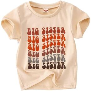 CM C&M WODRO Big Sister Shirt Toddler Girls Promoted to Big Sister Announcement T-Shirt Gifts Baby Sibling Matching Outfits