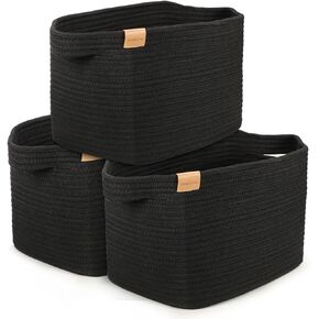 سلال تخزين بروفيو قوس قزح، صناديق تخزين الألعاب لحضانة الأطفال، سلة منسوجة من الحبال للأرفف، مناشف الملابس، سلة تخزين الجوارب مع مقابض، 14.5 × 9.8 × 8.6 بوصة، 3 عبوات in Kuwait