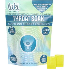 Laki Naturals Throat Soak Herbal Throat Lozenges (14 Ct) – Hawaiian Sea Salt Sore Throat & Dry Mouth Soothing Drops – Vegan, Non-GMO, Sugar-Free & Gluten-Free Sweet and Salty Herbal Candies in Kuwait