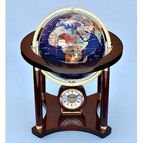 كرة أرضية كبيرة من الأحجار الكريمة وساعة على حامل الماهوجني in Kuwait