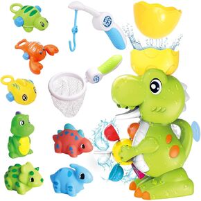 Cmartlarge Dinosaur Bath Toys for Toddlers Colorful Whirling Wheel No Mold Bath Toys Fishing Games Bath Time Bathtub Toy for Toddlers Baby Kids Infant Bath Toys Age 18months and up