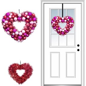 15'' Valentines Day Heart Wreath, Wedding Party Love Wreath Decorations, Valentines Heart Door Wreath for Front Door Wall Window Decor in Kuwait