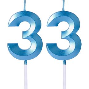 شموع عيد الميلاد الثالث والثلاثين الذهبية للكعك، رقم 33 3 شمعة كعكة توبر لتزيين حفلات الزفاف والذكرى السنوية in Kuwait