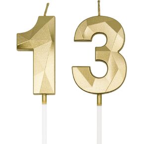 13th & 31st Birthday Candles for Cake, Silver Number 13 31 3D Diamond Shaped Candle Birthday Decorations Party Supplies for Girls, Boys, Women or Men in Kuwait