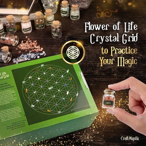 Witchcraft Supplies Kit – Beginner Witch Spells Starter Kit Crystals Jars Dried Herbs and Colored Candles for Witches Pagan Altar Decor - Wiccan Supplies and Tools Box Witchy Gifts Stuff in Kuwait