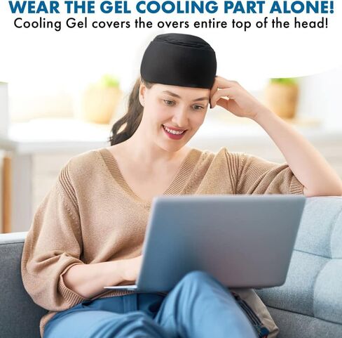 قبعة بيسبول من جل الصداع - من قبعة الصداع الأصلية لتخفيف الصداع النصفي، أنيقة ومنفصلة، ​​رائعة للرحلات السريعة ومرافقي السيارات والمهمات، قناع يقلل من الوهج والقبعة قابلة للتعديل بالكامل in Kuwait