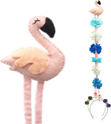 حامل فيونكة شعر معلقة من جلاسيارت ون فلامينجو | حامل عصابة الرأس منظم لأقواس الشعر للفتيات، منظم أكسسوارات شعر الأطفال، منظم تخزين ديكور معلق على الحائط لغرفة الفتيات الصغيرات | فكرة هدية in Kuwait