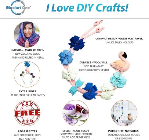 حامل فيونكة شعر معلقة من جلاسيارت ون فلامينجو | حامل عصابة الرأس منظم لأقواس الشعر للفتيات، منظم أكسسوارات شعر الأطفال، منظم تخزين ديكور معلق على الحائط لغرفة الفتيات الصغيرات | فكرة هدية in Kuwait