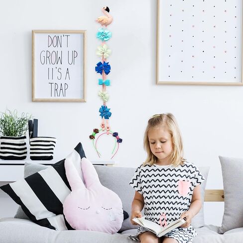 حامل فيونكة شعر معلقة من جلاسيارت ون فلامينجو | حامل عصابة الرأس منظم لأقواس الشعر للفتيات، منظم أكسسوارات شعر الأطفال، منظم تخزين ديكور معلق على الحائط لغرفة الفتيات الصغيرات | فكرة هدية in Kuwait