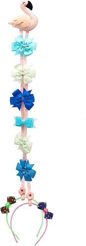 حامل فيونكة شعر معلقة من جلاسيارت ون فلامينجو | حامل عصابة الرأس منظم لأقواس الشعر للفتيات، منظم أكسسوارات شعر الأطفال، منظم تخزين ديكور معلق على الحائط لغرفة الفتيات الصغيرات | فكرة هدية in Kuwait