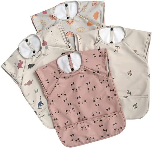 Waterproof Baby Bibs,Infant Toddler Extra Cover Feeding Bib With Food Catcher,Easy Clean & Washable in Saudi Arabia