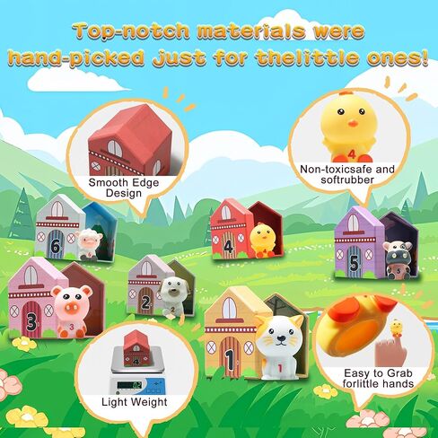 ألعاب تعليمية لعمر 1 2 3 سنوات، 12 قطعة من ألعاب حيوانات المزرعة لعد مونتيسوري للأطفال الصغار، ألعاب حركية دقيقة لفرز المطابقة، هدية عيد الميلاد وعيد الفصح للأطفال الأولاد والبنات من سن 12 إلى 18 شهرًا in Kuwait