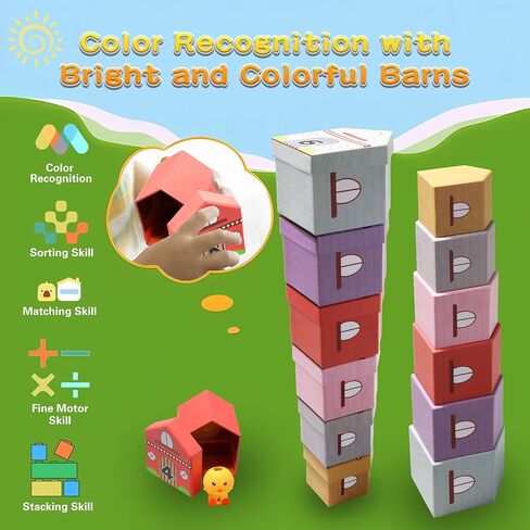 ألعاب تعليمية لعمر 1 2 3 سنوات، 12 قطعة من ألعاب حيوانات المزرعة لعد مونتيسوري للأطفال الصغار، ألعاب حركية دقيقة لفرز المطابقة، هدية عيد الميلاد وعيد الفصح للأطفال الأولاد والبنات من سن 12 إلى 18 شهرًا in Kuwait