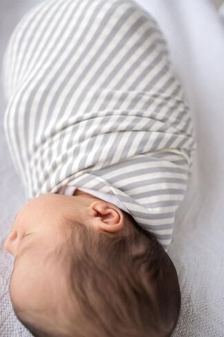 Copper Pearl Large Premium Knit Baby Swaddle Receiving Blanket Grey and White Everest in Saudi Arabia