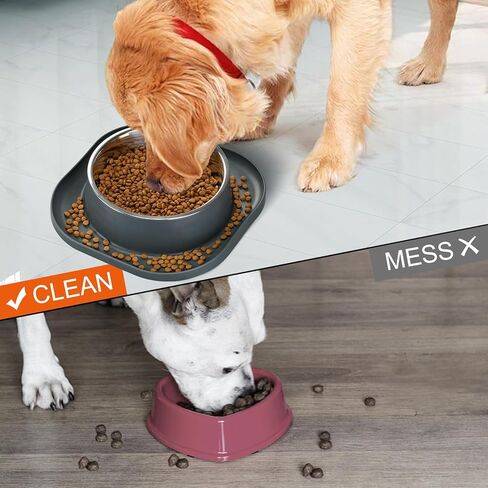 عبوتان من أوعية الكلاب الكبيرة المصنوعة من الفولاذ المقاوم للصدأ، ووعاء 7 أكواب للمياه والطعام مع قاعدة مطاطية مضادة للانزلاق للحيوانات الأليفة الكبيرة، ووعاء معدني مقاوم للانسكاب، مع حصيرة تغذية من السيليكون للأطعمة الجافة والرطبة، باللون الرمادي in Kuwait