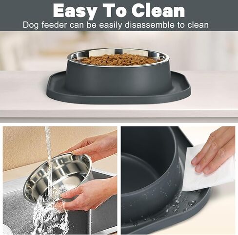 عبوتان من أوعية الكلاب الكبيرة المصنوعة من الفولاذ المقاوم للصدأ، ووعاء 7 أكواب للمياه والطعام مع قاعدة مطاطية مضادة للانزلاق للحيوانات الأليفة الكبيرة، ووعاء معدني مقاوم للانسكاب، مع حصيرة تغذية من السيليكون للأطعمة الجافة والرطبة، باللون الرمادي in Kuwait