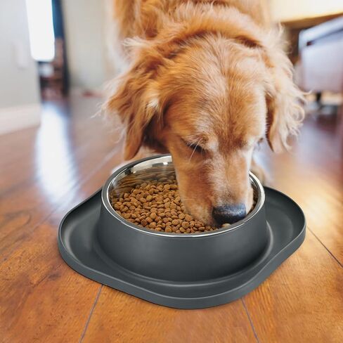 عبوتان من أوعية الكلاب الكبيرة المصنوعة من الفولاذ المقاوم للصدأ، ووعاء 7 أكواب للمياه والطعام مع قاعدة مطاطية مضادة للانزلاق للحيوانات الأليفة الكبيرة، ووعاء معدني مقاوم للانسكاب، مع حصيرة تغذية من السيليكون للأطعمة الجافة والرطبة، باللون الرمادي in Kuwait