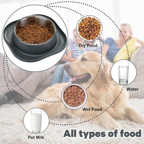 عبوتان من أوعية الكلاب الكبيرة المصنوعة من الفولاذ المقاوم للصدأ، ووعاء 7 أكواب للمياه والطعام مع قاعدة مطاطية مضادة للانزلاق للحيوانات الأليفة الكبيرة، ووعاء معدني مقاوم للانسكاب، مع حصيرة تغذية من السيليكون للأطعمة الجافة والرطبة، باللون الرمادي in Kuwait