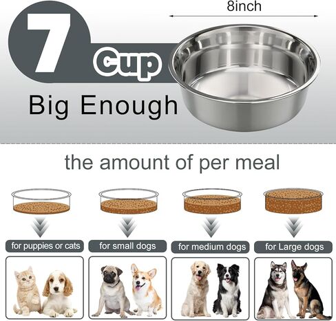 عبوتان من أوعية الكلاب الكبيرة المصنوعة من الفولاذ المقاوم للصدأ، ووعاء 7 أكواب للمياه والطعام مع قاعدة مطاطية مضادة للانزلاق للحيوانات الأليفة الكبيرة، ووعاء معدني مقاوم للانسكاب، مع حصيرة تغذية من السيليكون للأطعمة الجافة والرطبة، باللون الرمادي in Kuwait