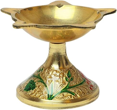 Diya Aarti Diya Deepak Punchmukhi Pooja Diya Puja Item دينية النحاس النفط مصباح بوجا ضروري للديكور المنزل المنزل بوجا كيت المنزل المعبد مندر ديوالي ديكور (5 سم) in Saudi Arabia