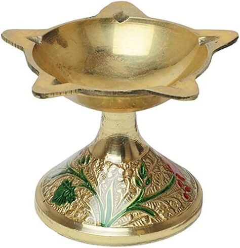 Diya Aarti Diya Deepak Punchmukhi Pooja Diya Puja Item دينية النحاس النفط مصباح بوجا ضروري للديكور المنزل المنزل بوجا كيت المنزل المعبد مندر ديوالي ديكور (5 سم) in Saudi Arabia