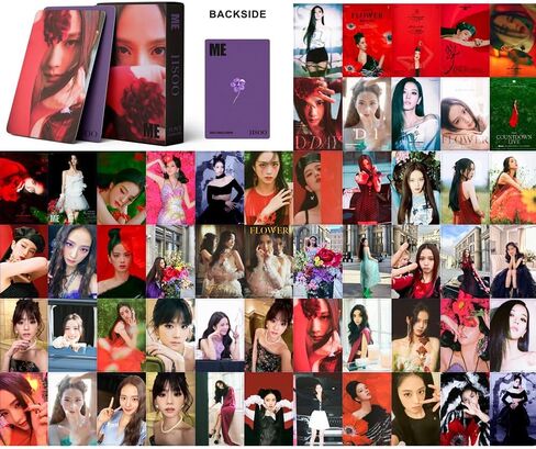 فن وير تيك مجموعة بطاقات صور من جيسو مي، 55 قطعة من البوم جيسو سولو 2023، بطاقات لومو بلون اسود وزهري، هدية لمحبي الكيه بوب للاولاد والبنات وبلينك in Kuwait