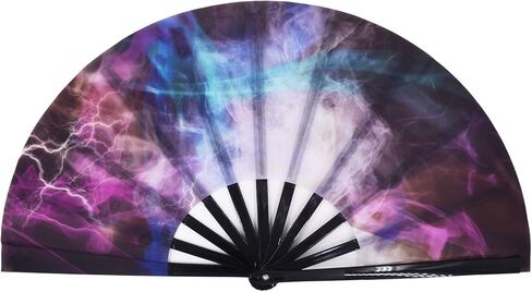 Amajiji مروحة كبيرة قابلة للطي جالاكسي، مروحة يد صينية/يابانية قابلة للطي من قماش النايلون، مراوح يدوية قابلة للطي للنساء/الرجال، هدية مهرجان مروحة اليد، مروحة يدوية قابلة للطي، مروحة رقص (AM2) in Kuwait