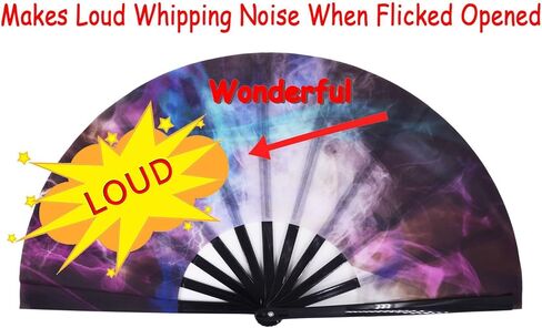 Amajiji مروحة كبيرة قابلة للطي جالاكسي، مروحة يد صينية/يابانية قابلة للطي من قماش النايلون، مراوح يدوية قابلة للطي للنساء/الرجال، هدية مهرجان مروحة اليد، مروحة يدوية قابلة للطي، مروحة رقص (AM2) in Kuwait