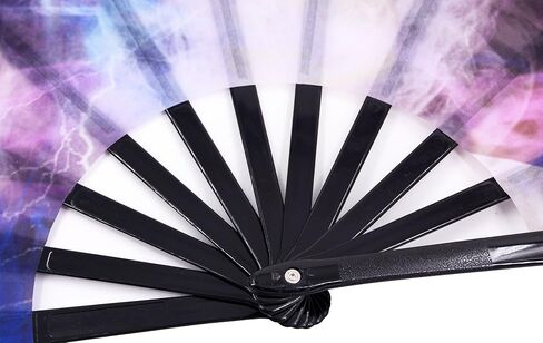 Amajiji مروحة كبيرة قابلة للطي جالاكسي، مروحة يد صينية/يابانية قابلة للطي من قماش النايلون، مراوح يدوية قابلة للطي للنساء/الرجال، هدية مهرجان مروحة اليد، مروحة يدوية قابلة للطي، مروحة رقص (AM2) in Kuwait