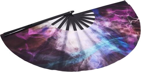 Amajiji مروحة كبيرة قابلة للطي جالاكسي، مروحة يد صينية/يابانية قابلة للطي من قماش النايلون، مراوح يدوية قابلة للطي للنساء/الرجال، هدية مهرجان مروحة اليد، مروحة يدوية قابلة للطي، مروحة رقص (AM2) in Kuwait