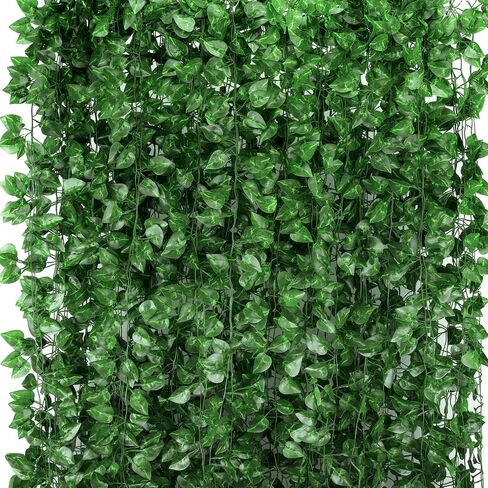 Tbestmax 237 Feet 36 Pack Artificial Ivy Leaf Plants, Green Vine Leaves, Greenery Hanging Garland, Fake Foliage Flowers for Home Kitchen Garden Office Wedding Wall Decor in Kuwait