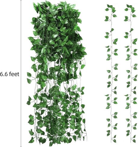 Tbestmax 237 Feet 36 Pack Artificial Ivy Leaf Plants, Green Vine Leaves, Greenery Hanging Garland, Fake Foliage Flowers for Home Kitchen Garden Office Wedding Wall Decor in Kuwait