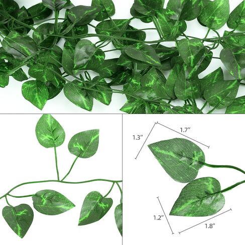 Tbestmax 237 Feet 36 Pack Artificial Ivy Leaf Plants, Green Vine Leaves, Greenery Hanging Garland, Fake Foliage Flowers for Home Kitchen Garden Office Wedding Wall Decor in Kuwait
