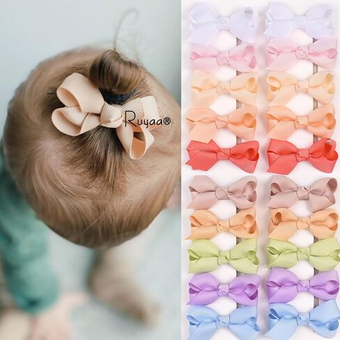 أقواس شعر من Ruyaa مقاس 2.5 سم، مشابك شعر للفتيات الصغيرات مبطنة بالكامل ولا تنزلق للشعر الناعم، مشابك للأطفال، دبابيس شعر مغطاة بالكامل، إكسسوارات شعر للفتيات الصغيرات، أقواس أطفال in Kuwait
