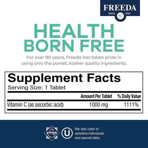FREEDA Vitamin C - Timed Release Vitamin C 1000mg - Kosher Vegan - Powerful Antioxidant Immune Support - Time Release Vitamin C 1000mg Tablets - Real Vitamin C 1000 mg - VIT C Supplement (100 Ct) in Saudi Arabia