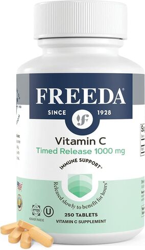 FREEDA Vitamin C - Timed Release Vitamin C 1000mg - Kosher Vegan - Powerful Antioxidant Immune Support - Time Release Vitamin C 1000mg Tablets - Real Vitamin C 1000 mg - VIT C Supplement (100 Ct) in Saudi Arabia