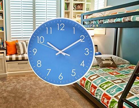 Epy Huts ساعة حائط تعمل بالبطارية في الأماكن المغلقة غير موقوتة صامتة كوارتز ساعة حائط حركة هادئة للمكتب والحمام وغرفة المعيشة ديكور 10 بوصة أزرق داكن in Kuwait