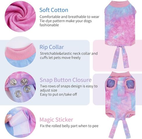 BRKURLEG بدلة تعافي الكلاب بعد الجراحة، قميص مخصّص للحيوانات الأليفة للإناث من الكلاب والقطط، سترة مريحة بعد العملية الجراحية لجروح البطن، الفطام، بدلة هزلي مضادة لللعق in Kuwait