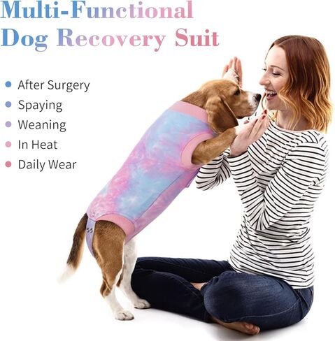 BRKURLEG بدلة تعافي الكلاب بعد الجراحة، قميص مخصّص للحيوانات الأليفة للإناث من الكلاب والقطط، سترة مريحة بعد العملية الجراحية لجروح البطن، الفطام، بدلة هزلي مضادة لللعق in Kuwait