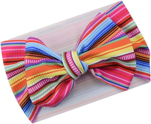 BBTDIN Baby Rainbow Headband Turban With Bow Girls Rainbow Hair Band Bowknot JBC19 (Turban-B) in Saudi Arabia