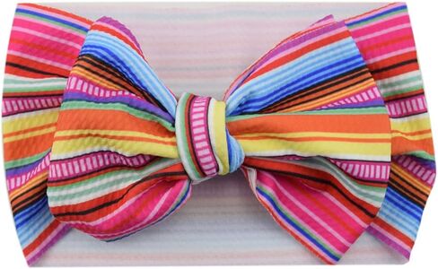 BBTDIN Baby Rainbow Headband Turban With Bow Girls Rainbow Hair Band Bowknot JBC19 (Turban-B) in Saudi Arabia