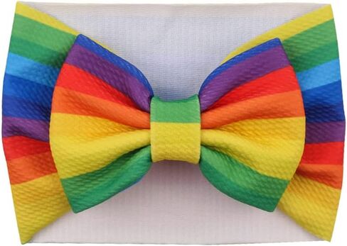 BBTDIN Baby Rainbow Headband Turban With Bow Girls Rainbow Hair Band Bowknot JBC19 (Turban-B) in Saudi Arabia