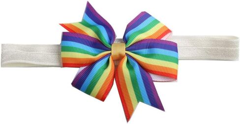 BBTDIN Baby Rainbow Headband Turban With Bow Girls Rainbow Hair Band Bowknot JBC19 (Turban-B) in Saudi Arabia